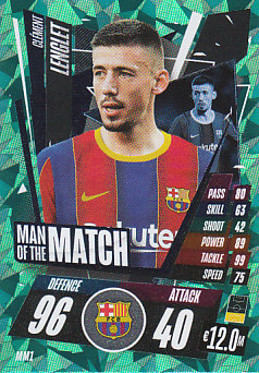 Clement Lenglet FC Barcelona 2020/21 Topps Match Attax CL Man of the Match #MM01